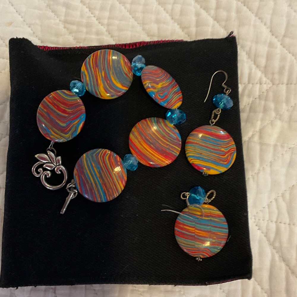 Colorful Swirl Bracelet and Earring Set